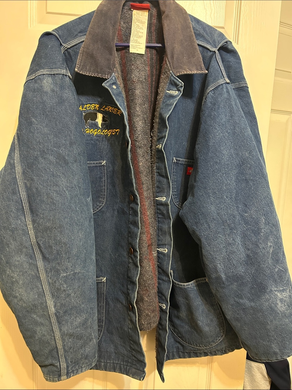 Vintage Dickies Blue Denim Jacket with Corduroy Collar 3XL